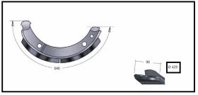 RECAMBIO FRENO INDUSTRIAL ZF00963 - ZAPATA DE FRENO 420X90