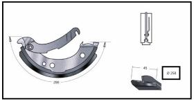 RECAMBIO FRENO INDUSTRIAL ZF00966 - ZAPATA DE FRENO 250X45 DCHA