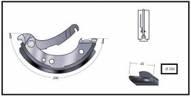 RECAMBIO FRENO INDUSTRIAL ZF00967 - ZAPATA DE FRENO 250X45 IZDA