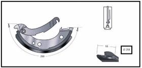 RECAMBIO FRENO INDUSTRIAL ZF00968 - ZAPATA DE FRENO 250X55 DCHA