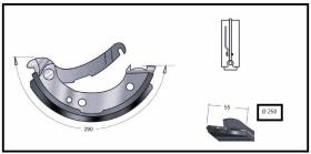 RECAMBIO FRENO INDUSTRIAL ZF00969 - ZAPATA DE FRENO 250X55 IZDA