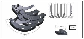 RECAMBIO FRENO INDUSTRIAL 01217 - KIT ZAPATA DE FRENO 4 PIEZAS SIN LEVA