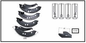 RECAMBIO FRENO INDUSTRIAL ZF01218 - KIT ZAPATA DE FRENO PEZZI 200X40 4 PIEZAS