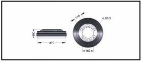 RECAMBIO FRENO INDUSTRIAL TF15308 - TAMBOR DE FRENO KOMATSU HYUNDAI Ø 310